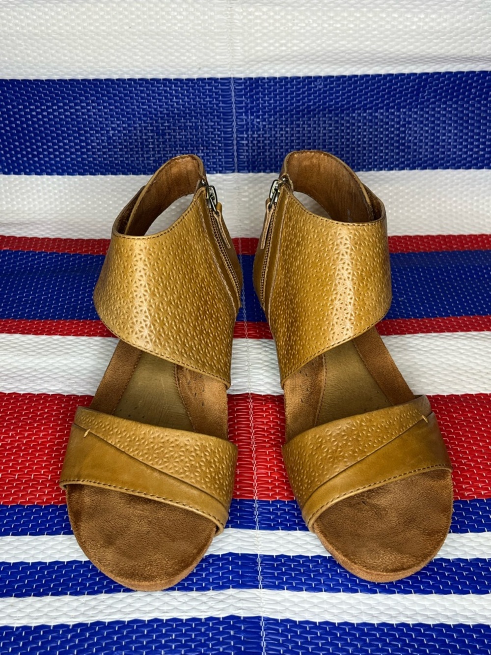 Women’s - Rockport Cobb Hill Hollywood Leather Copper Low Wedge Sandals Size 9 - Picture 7 of 13